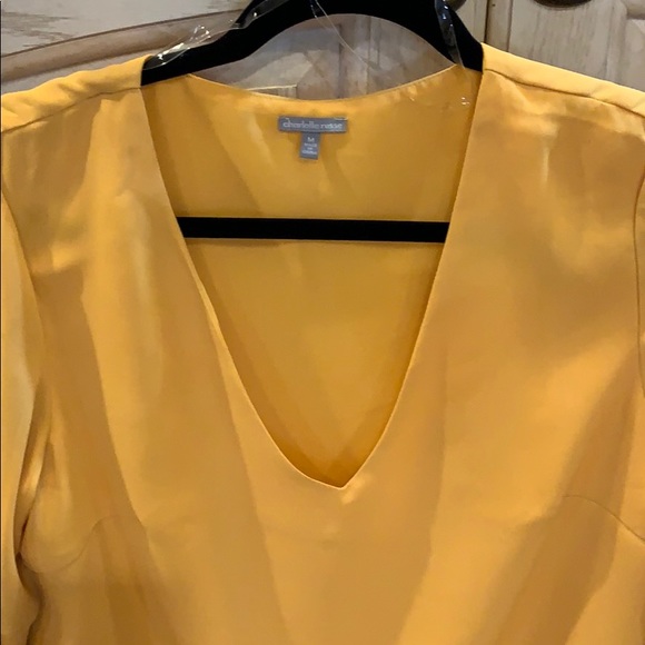 NWOT yellow silk like blouse with bell sleeves. - Picture 2 of 4